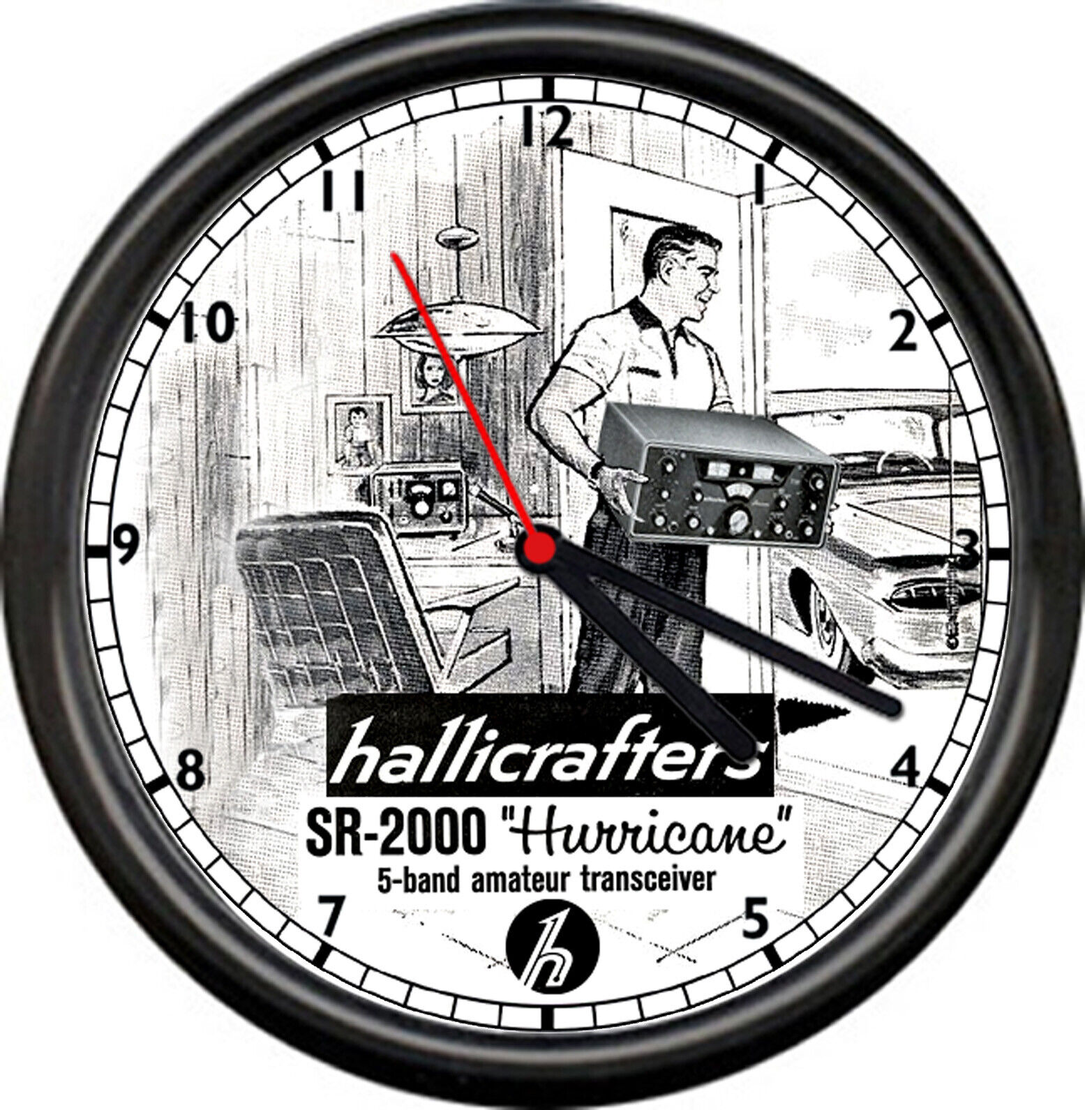 Hallicrafters Hurricane Amateur Ham Radio Equipment Tubes Retro Sign Wall Clock