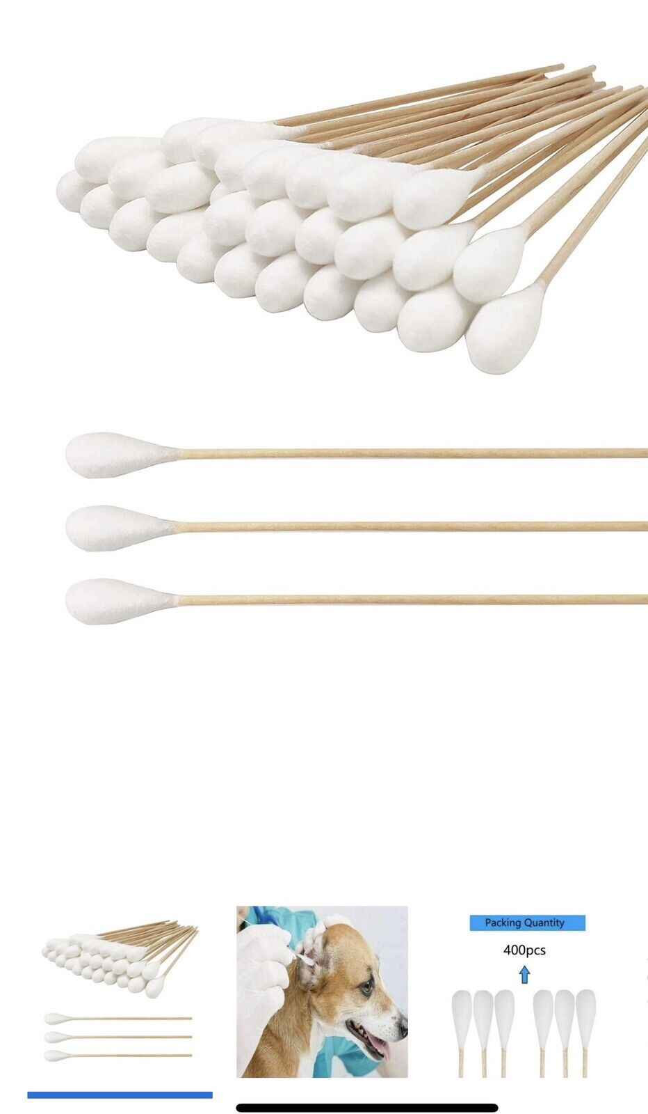 200 Count 6 Inch Cotton XL (jumbo)Tip Applicators Made With Bamboo. Best deal.