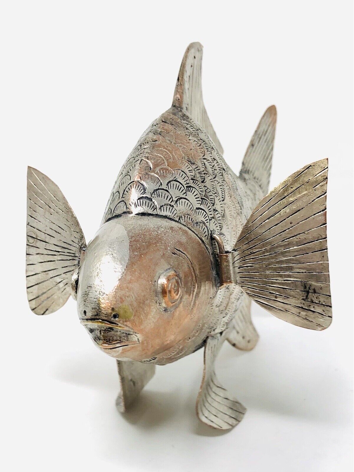 Vintage Articulated Metal Large Fish Brass? Goldfish Sun Fish Sculpture KP21