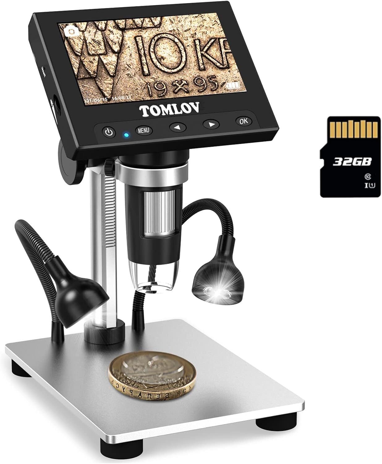 TOMLOV Digital Microscope 1000X Electronic Soldering Magnifier 4.3\