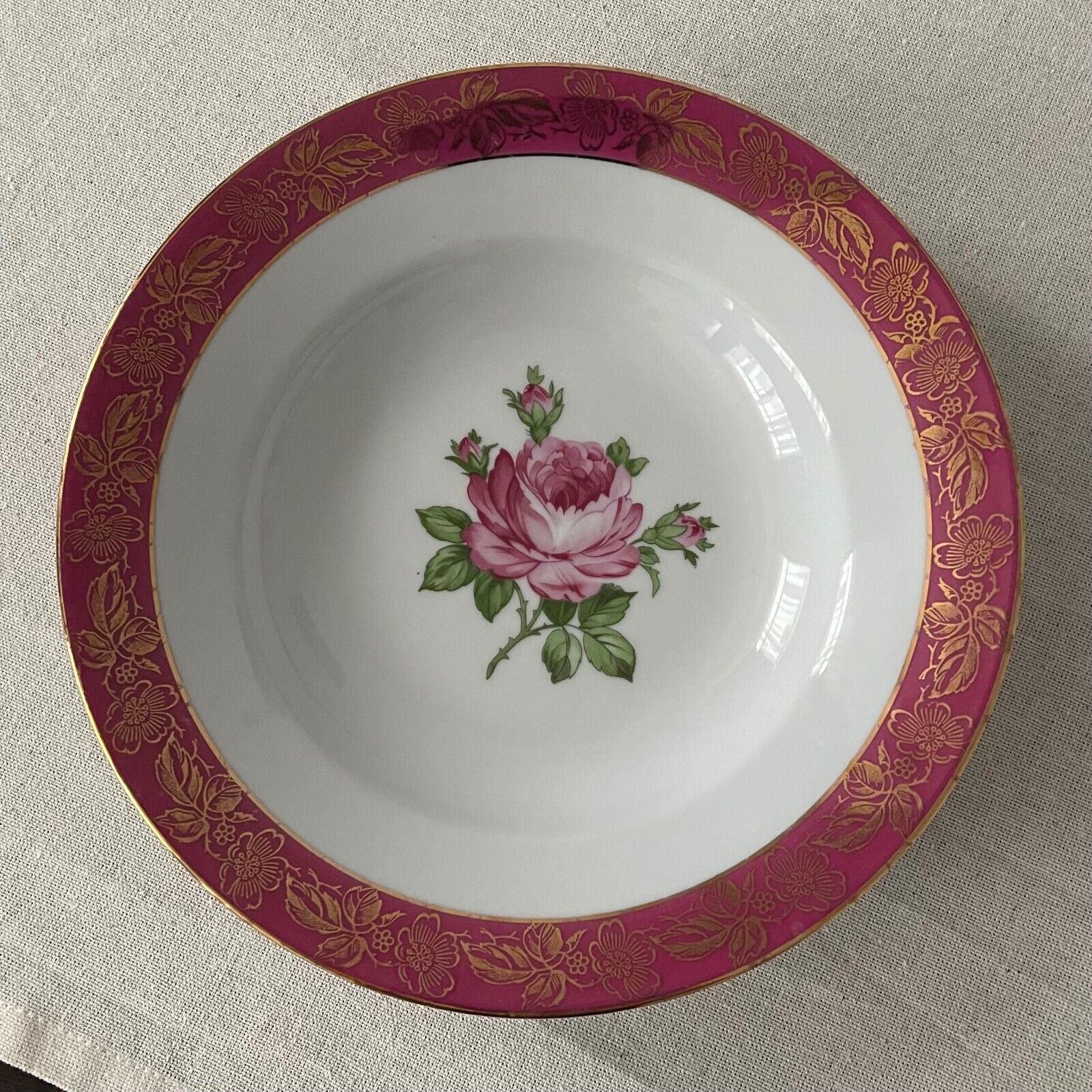 Vintage Fortuna Eisenberg Floral Pink Soup Bowl