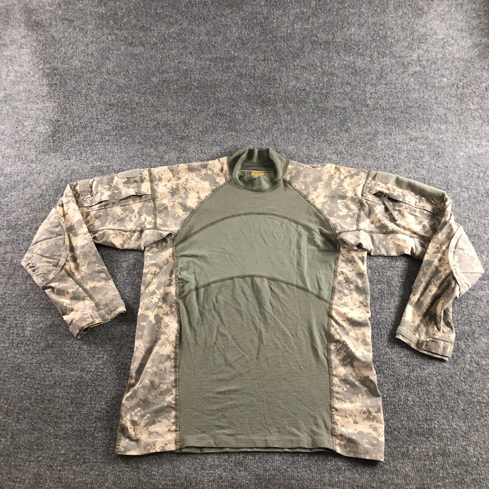 Massif Army Combat Digital Camo Shirt Mens L Green Tan Long Sleeve Zip Pockets