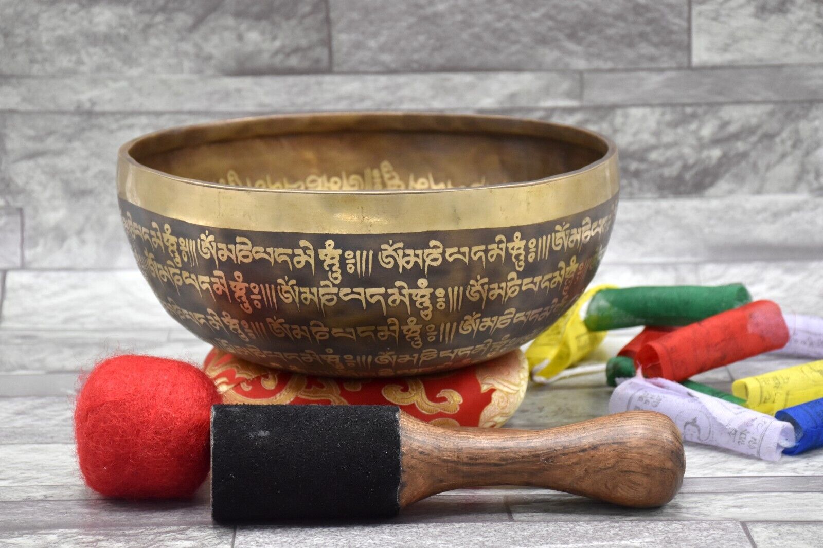 9.5 inches Diameter Singing Bowl-Tibetan Handmade Singing Bowl-Om Mane Padme Om