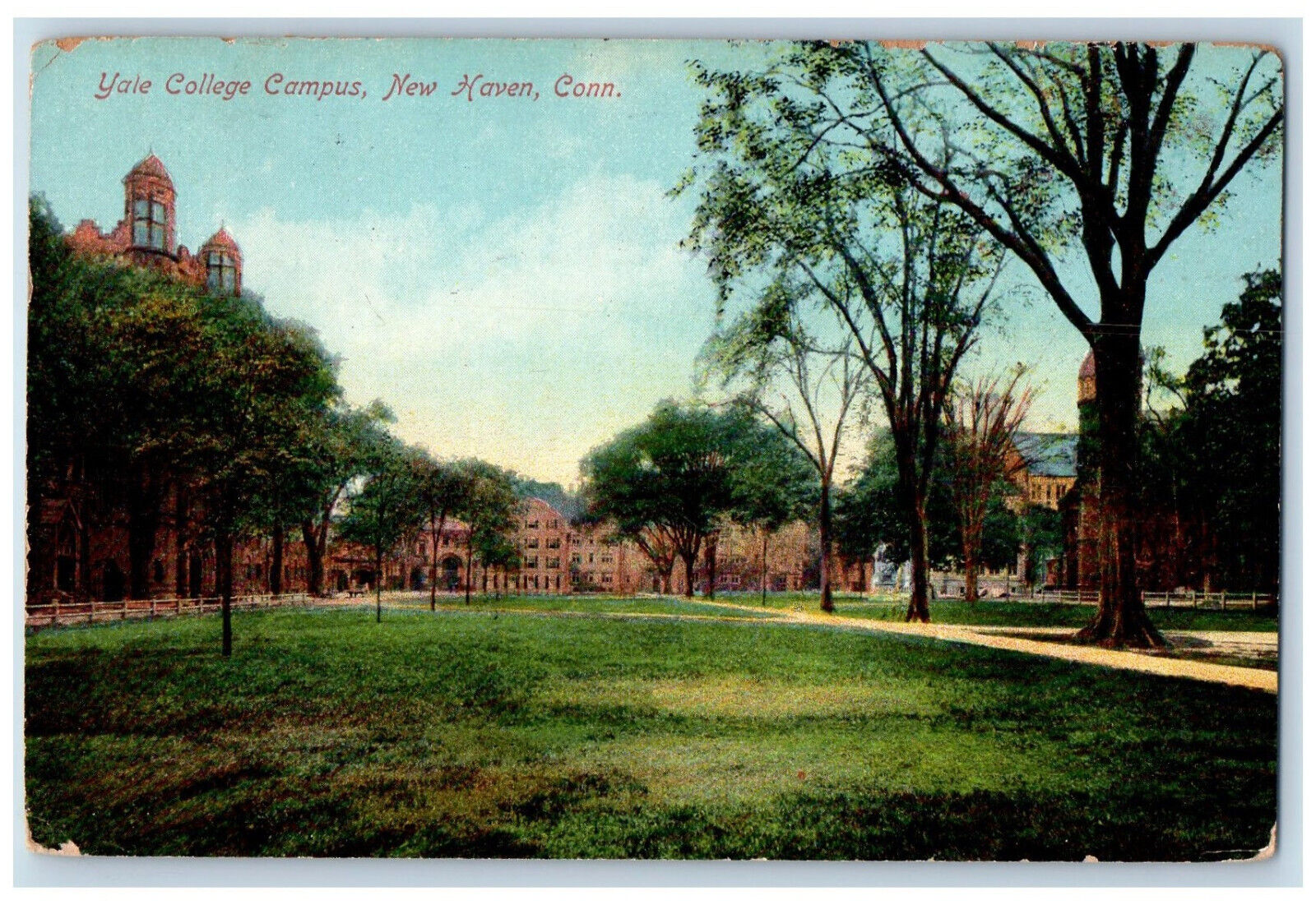 c1910 Yale College Campus New Haven Connecticut CT Antique Posted Postcard