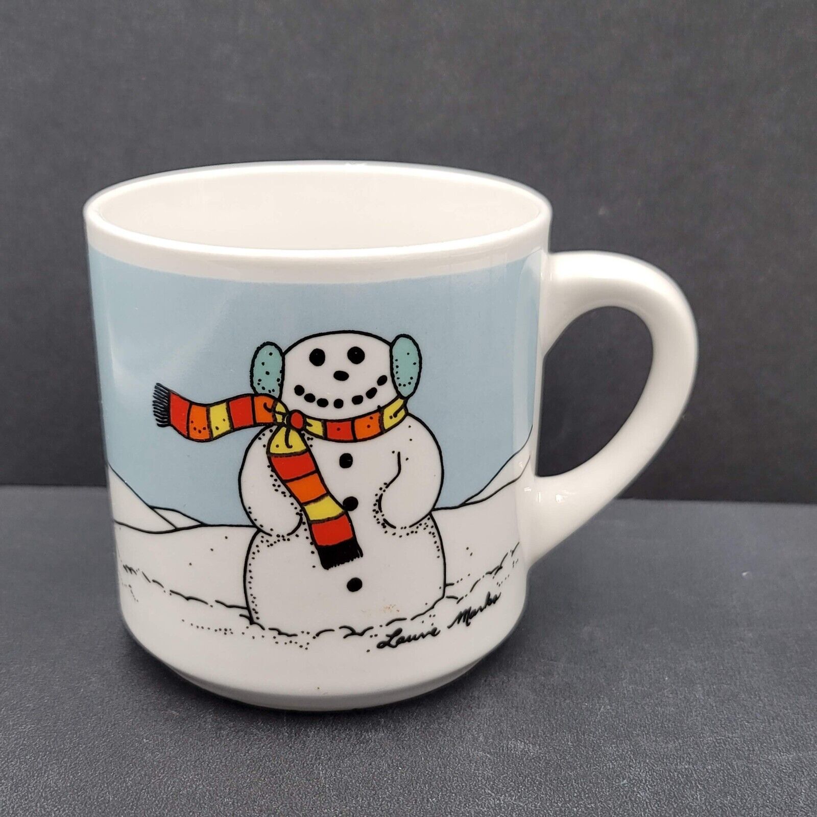 Vtg Ten Strawberry Street Coffee Mug Cup Christmas Holiday Snowman Squirrel