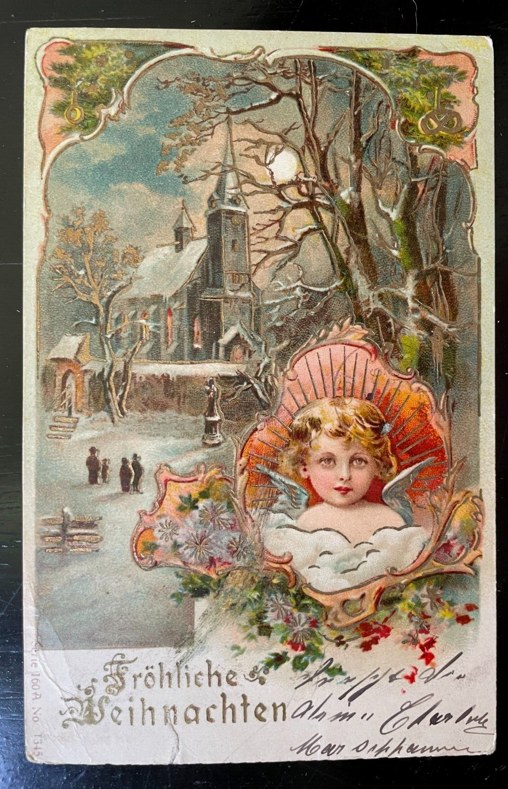 Vintage Victorian Postcard 1902 Frohliche Weinnachten (Merry Christmas)