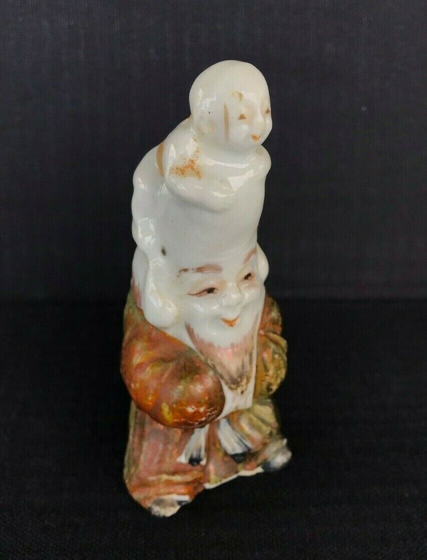 Vintage Shouxing Chinese God of Longevity, Wise Man, Porcelain Figurine w/ Child