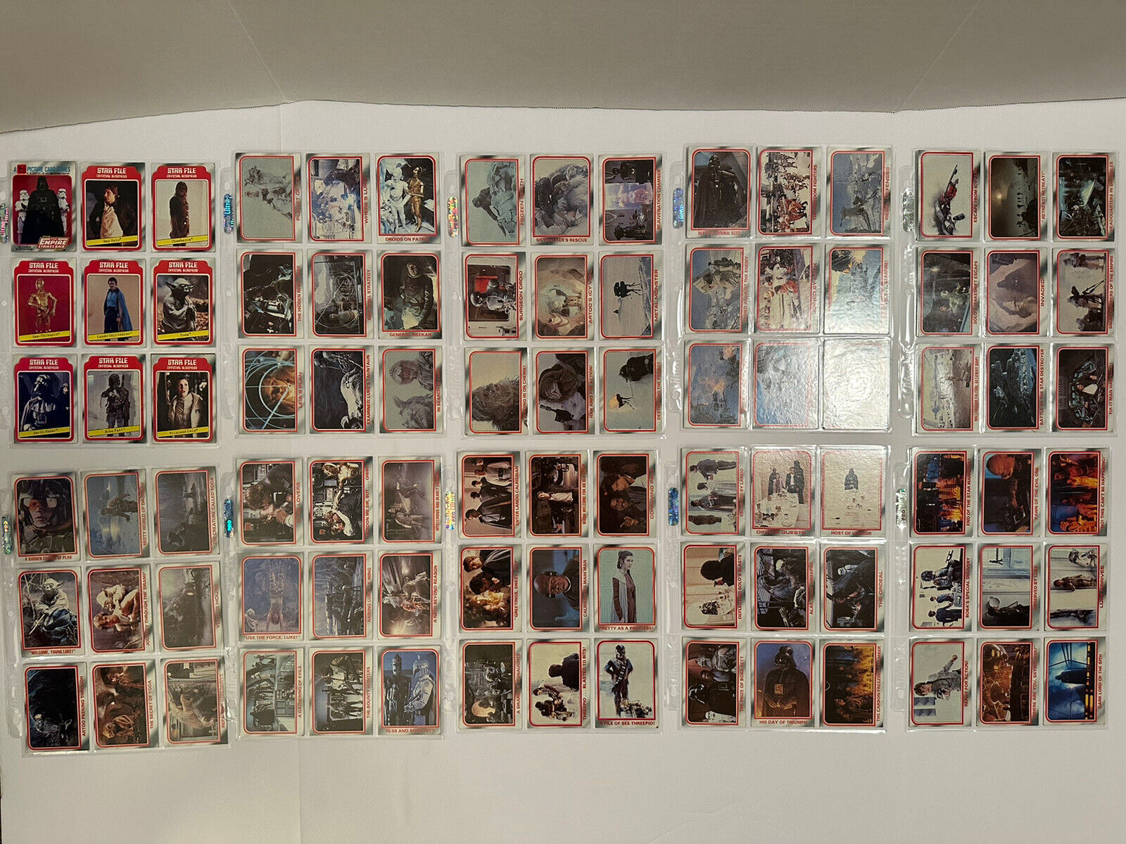 1980-2004 Star Wars cards with ultra pro card holder and rare 1982 glass