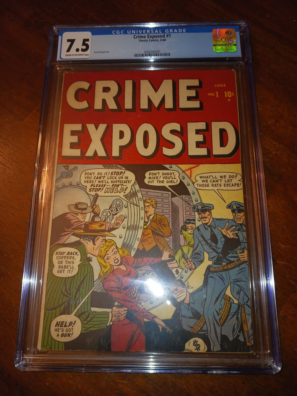 CRIME EXPOSED #1 1948 TIMLEY COMICS STAN LEE.  (MARVEL) CGC 7.5. FRESH FROM CGC