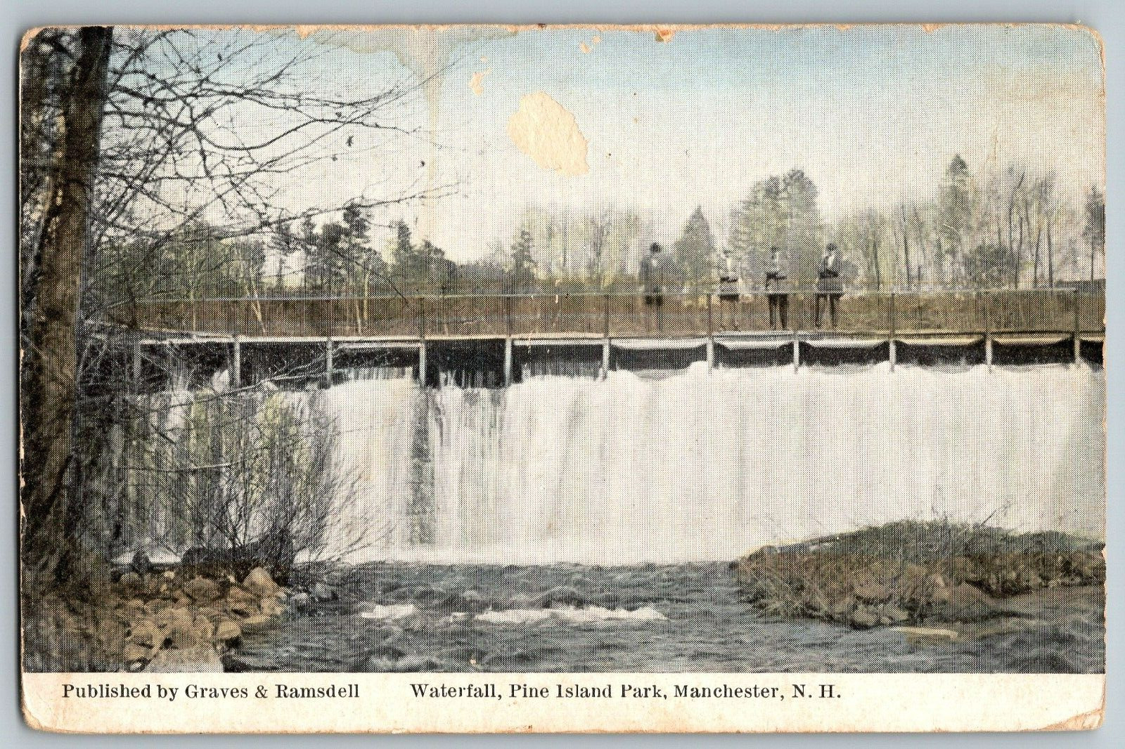 Manchester, New Hampshire - Waterfall, Pine Island Park - Vintage Postcard