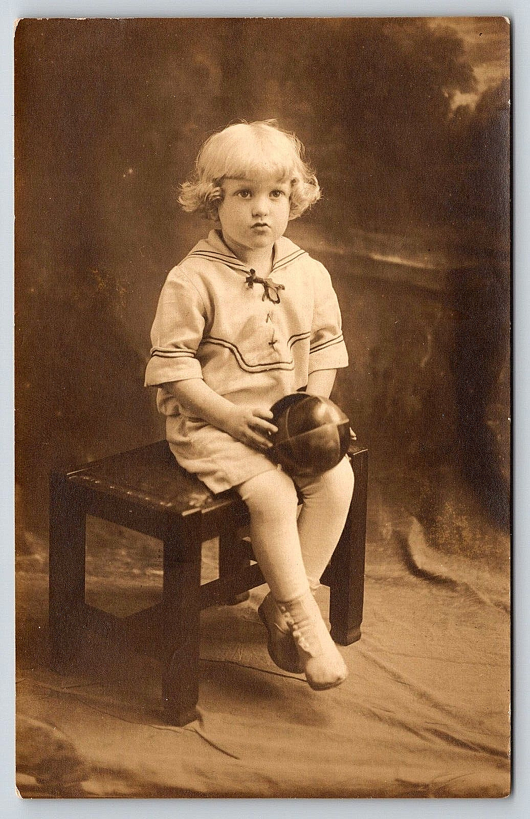Original RPPC, Little Girl Studio Portrait, Antique, Vintage Photograph Postcard