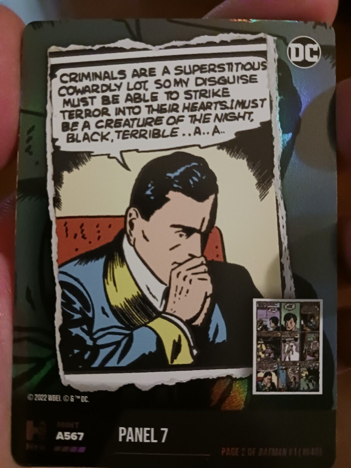 DC Chapter 1 (Page 2 of Batman #1) PANEL 7 A567 Physical Trading Card