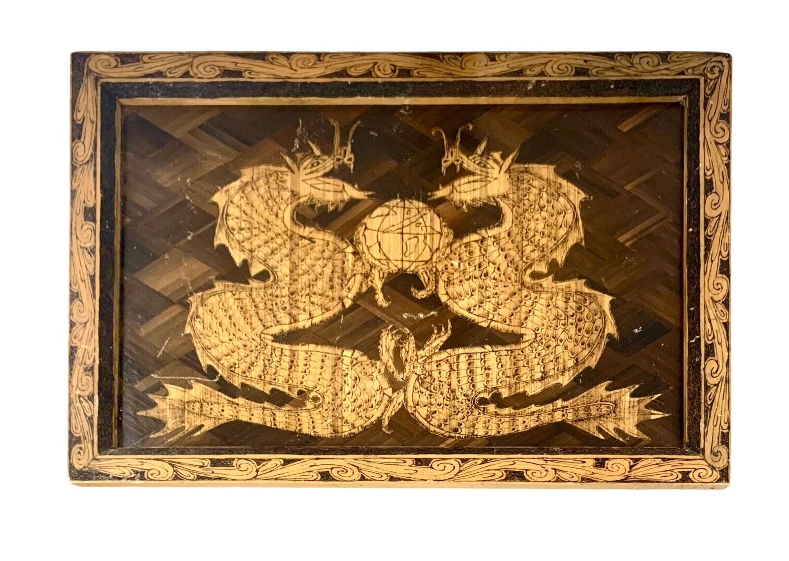 Dragon Carved in Wood Handmade Oriental Design Vintage Art