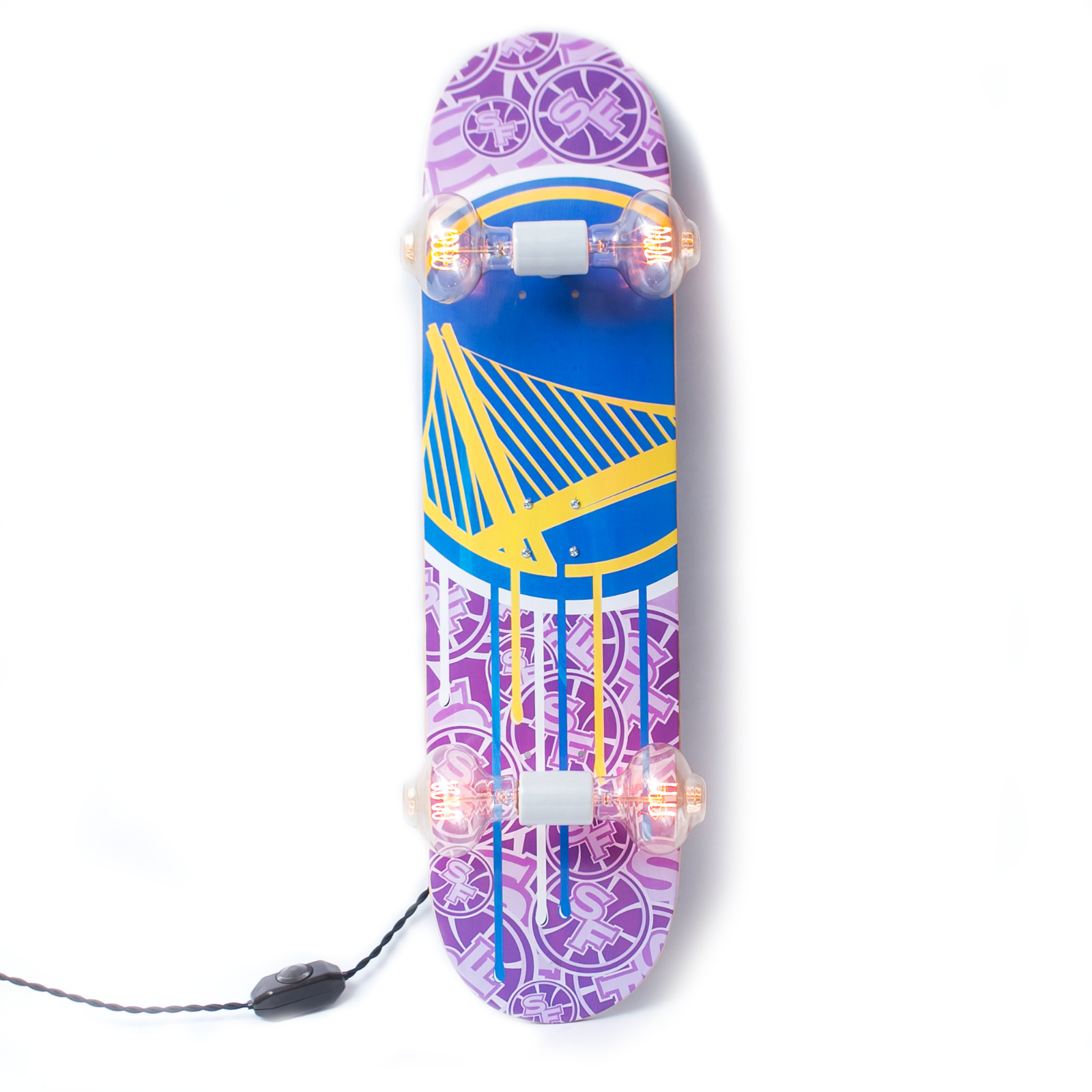 Golden State Warriors Skateboard Light - Skateboard Lamp NBA LAB Shut Oakland