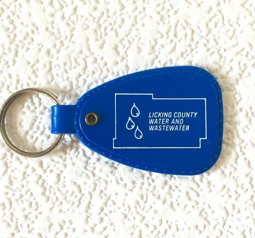 Vintage Keychain LICKING COUNTY WATER, WASTEWATER Key Fob Ring Key To The Future