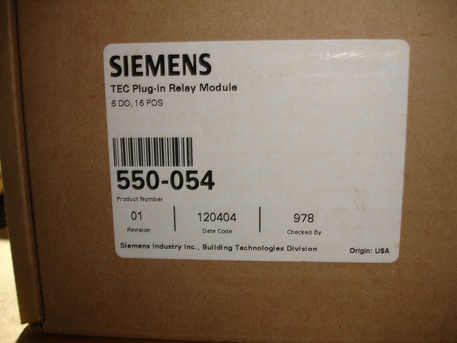 SIEMENS 550-054 TEC Plug In Relay Module