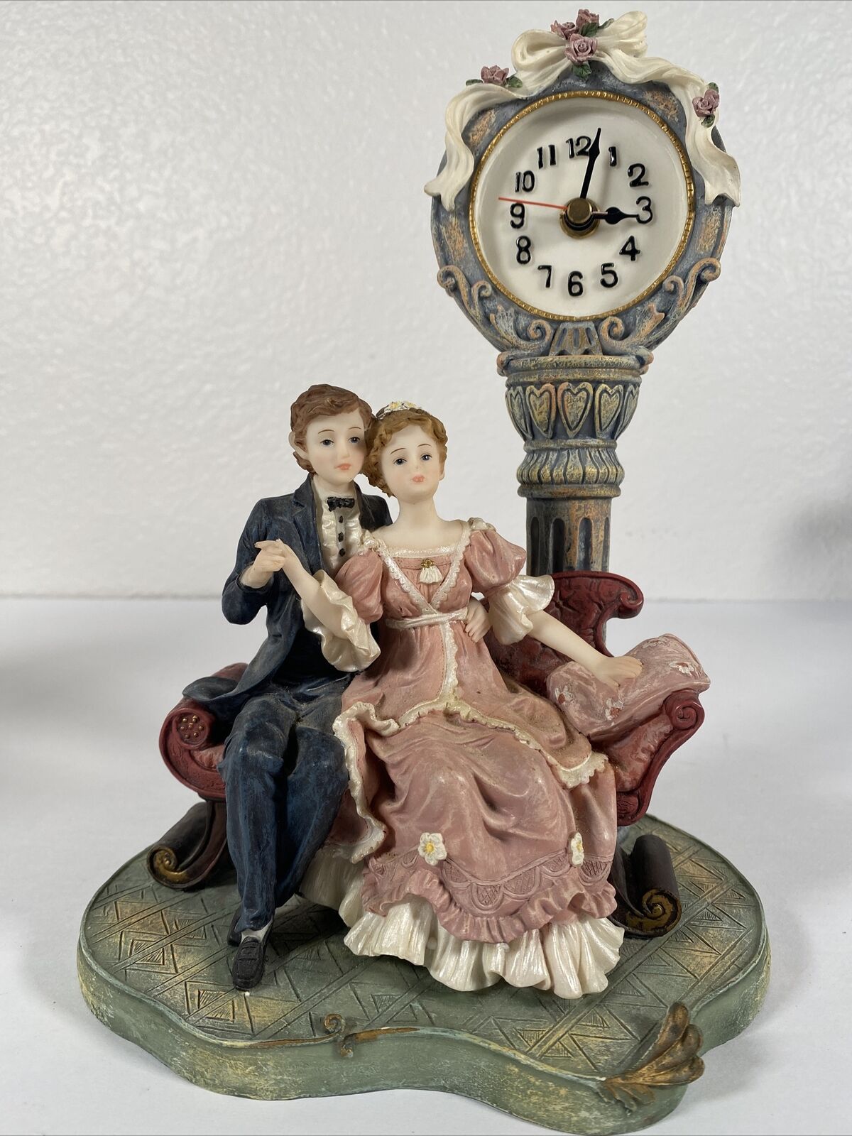 Montefiori Collection Figurine Vintage Italy Rare Couple Clock Love FastShipping