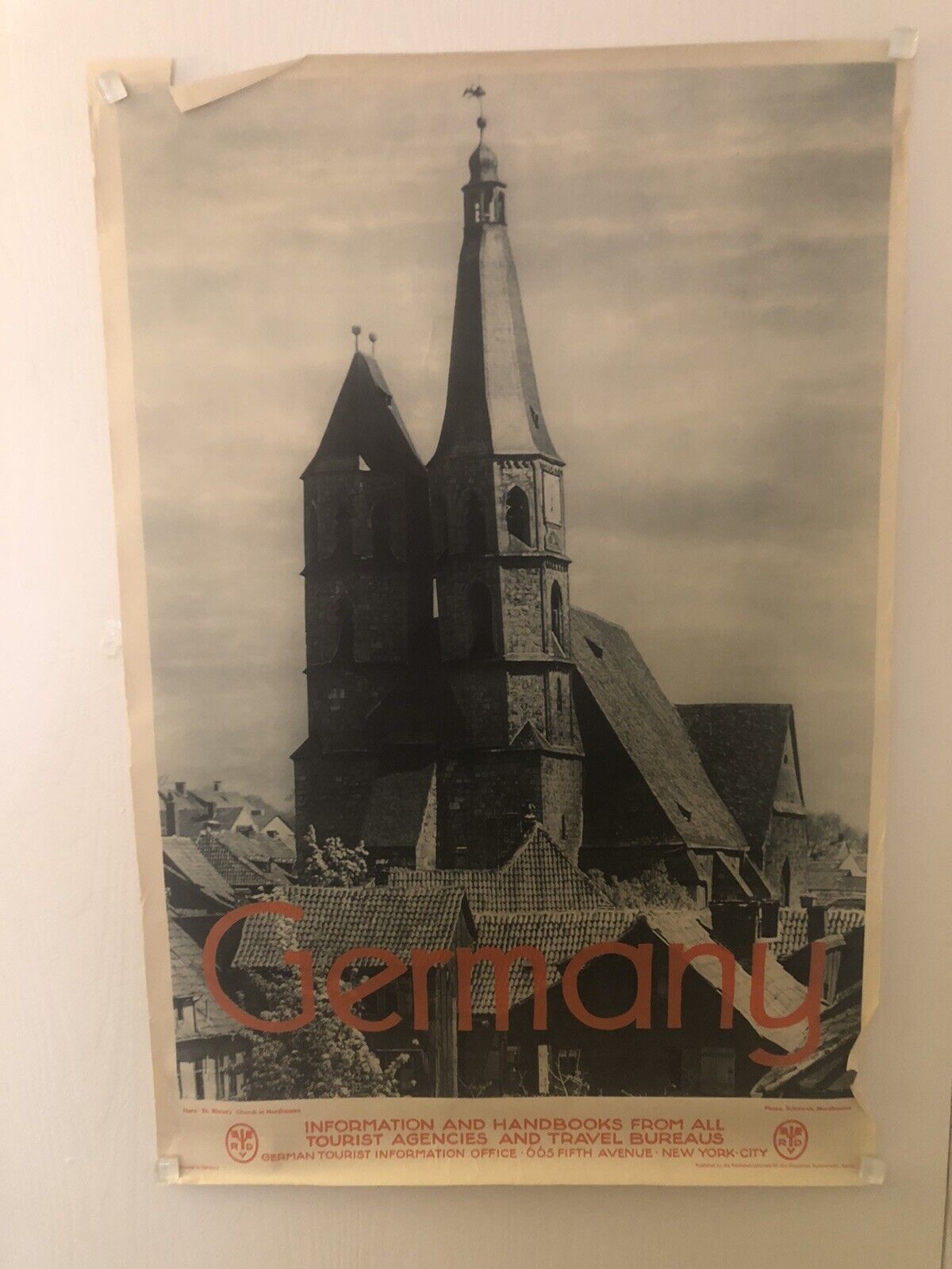 Vintage 1930’s St. Blaise’s Church German Travel Poster, Rolled, 20x29