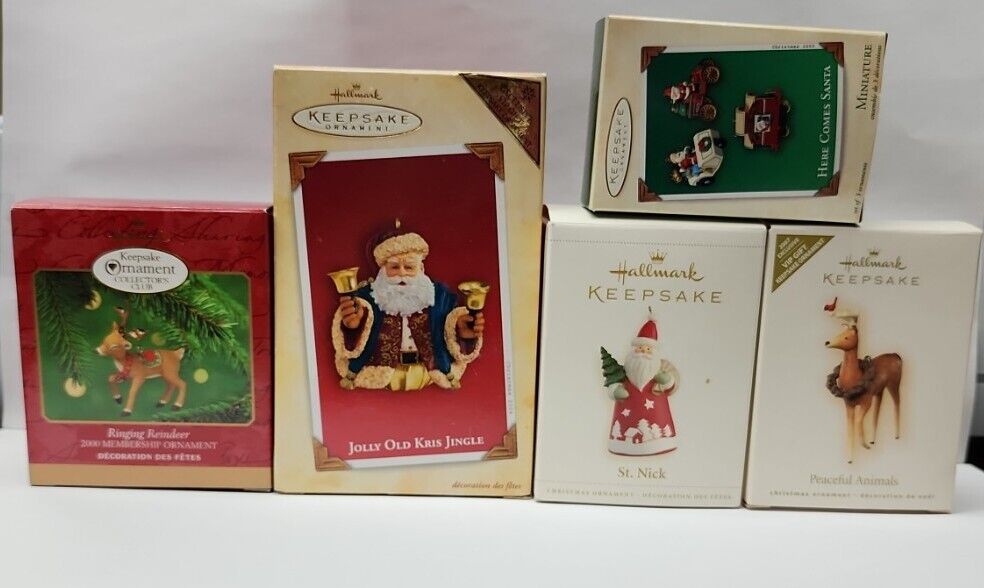 2000's Hallmark Keepsake Ornaments - Lot of 5 - Santas & Reindeers