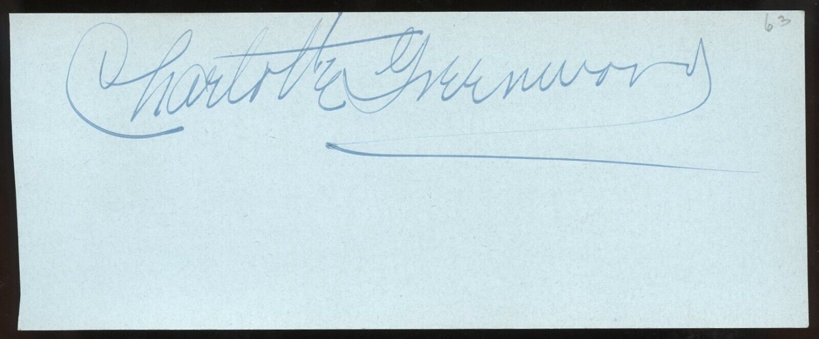 Charlotte Greenwood d1977 signed autograph auto 2x5 cut Actress Movies & Radio