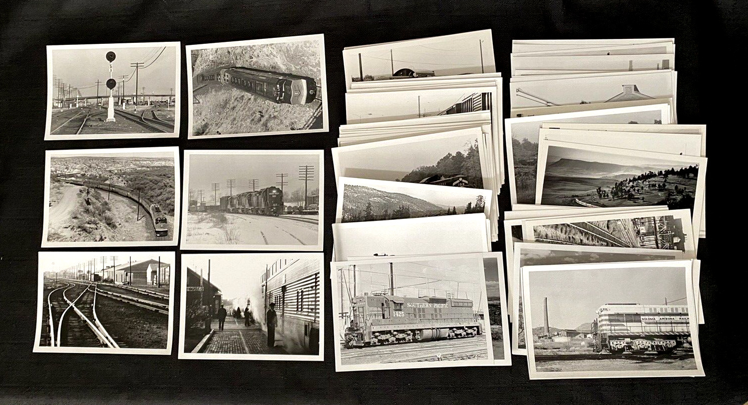 Lot of 85 Vintage Black & White 5x7 Locomotive & Railroad Related Photos