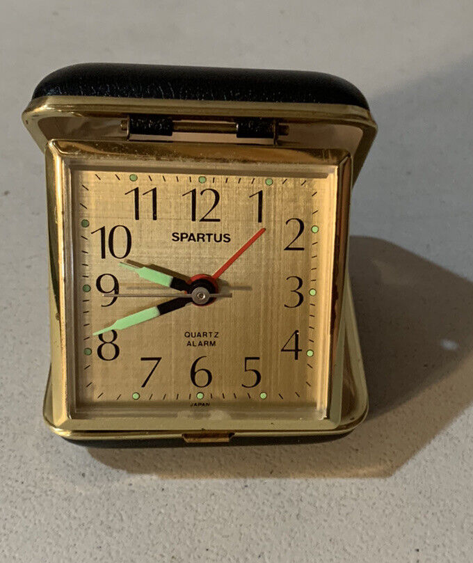 Vintage Spartus Travel Folding Alarm Clock VG Condition