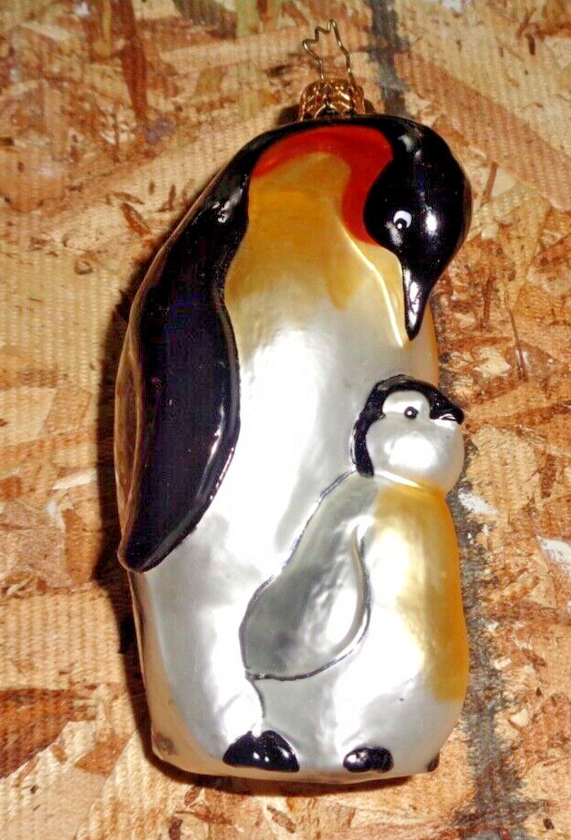 Christopher Radko WWF Emperor Penguins 3012870 Glass Christmas Ornament