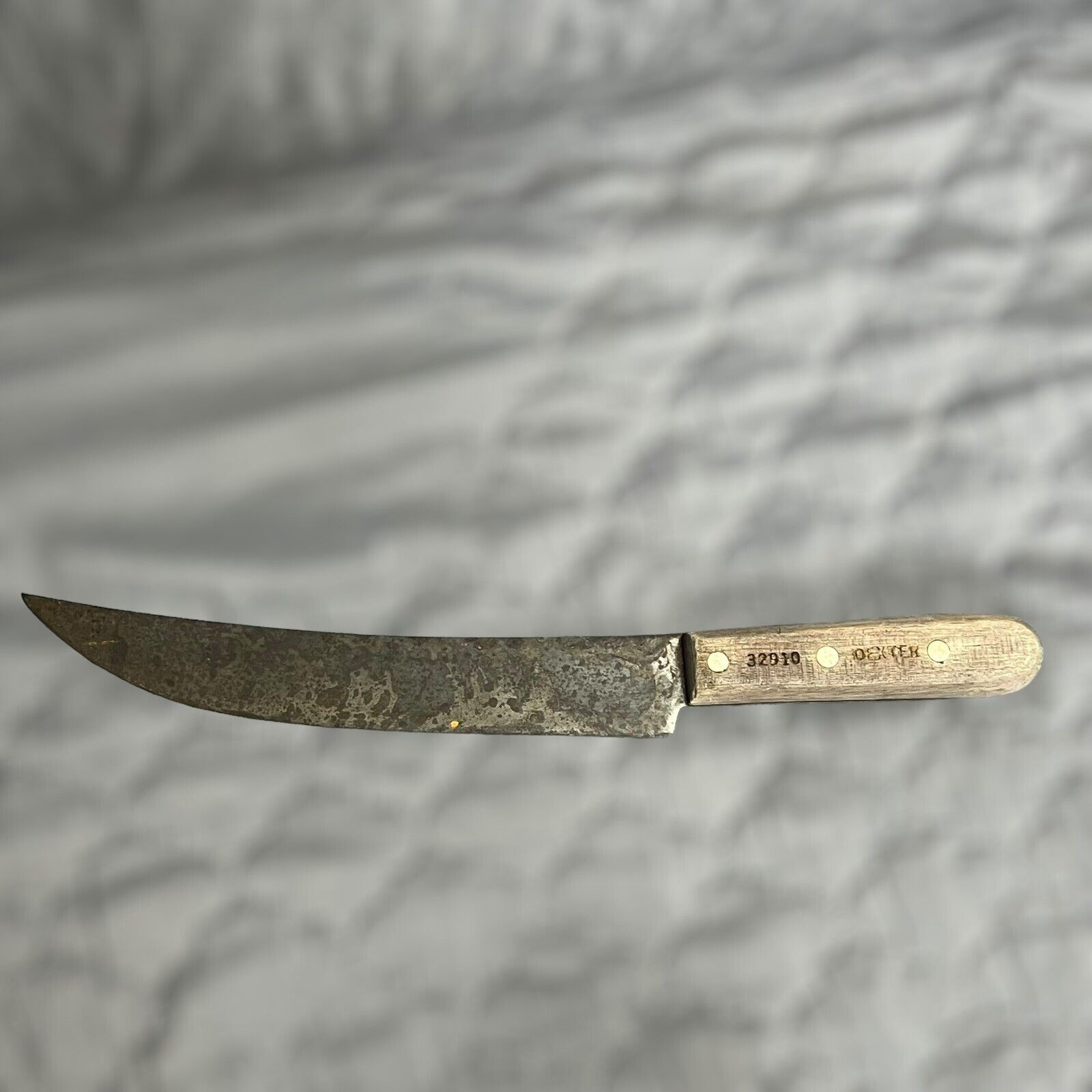 Vintage Dexter 32910 Carbon Steel Curved Chefs Cimeter butcher Breaking Knife