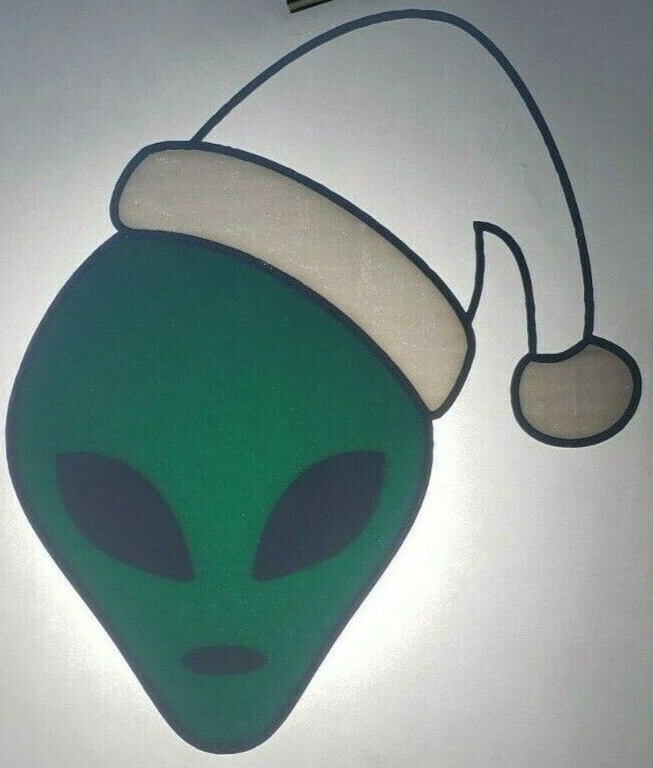Alien Face Wearing Santa Hat Logo Iron On Heat Transfer 12X13\