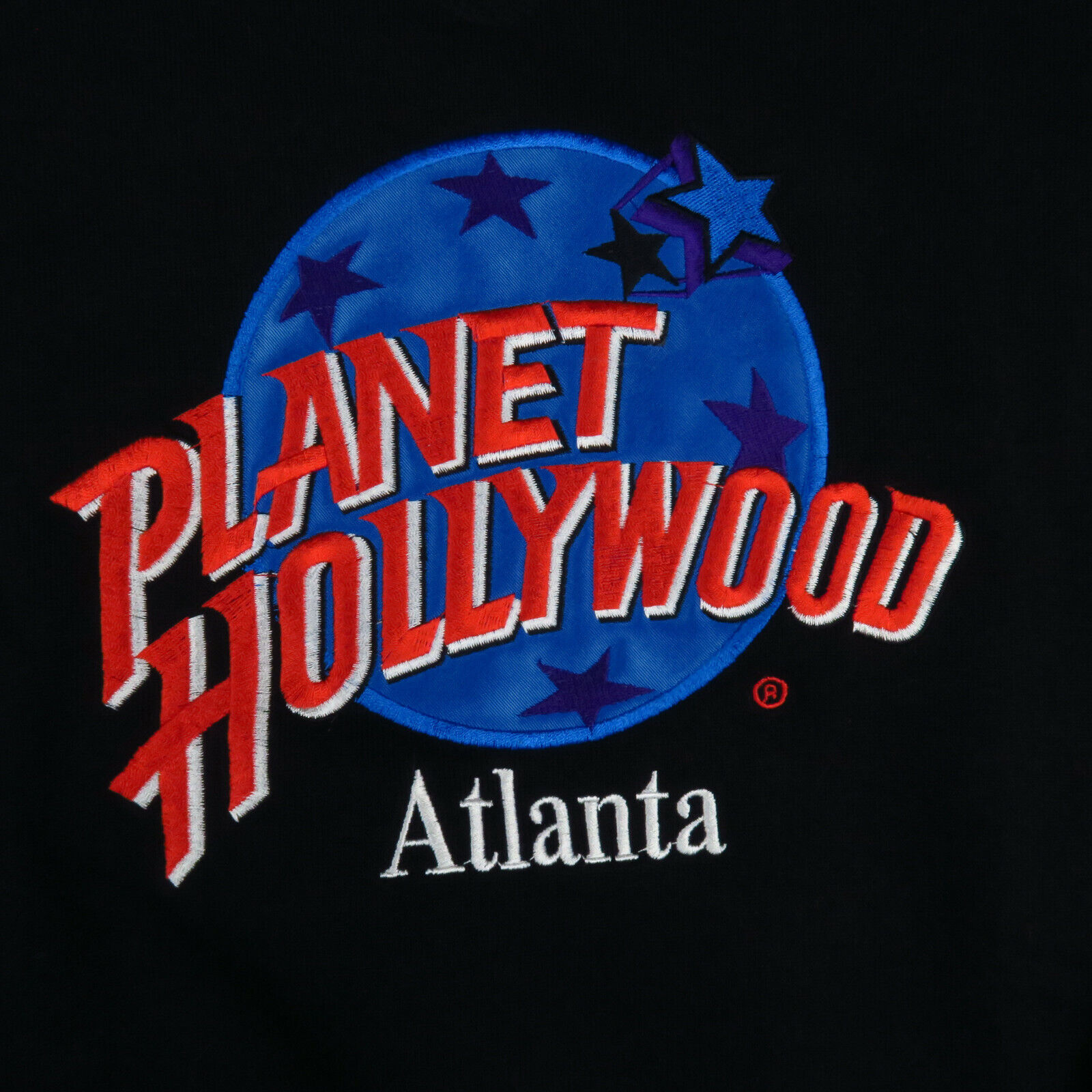 Vintage 90s Planet Hollywood Atlanta Sweatshirt Black Sz XL Embroidered Made USA
