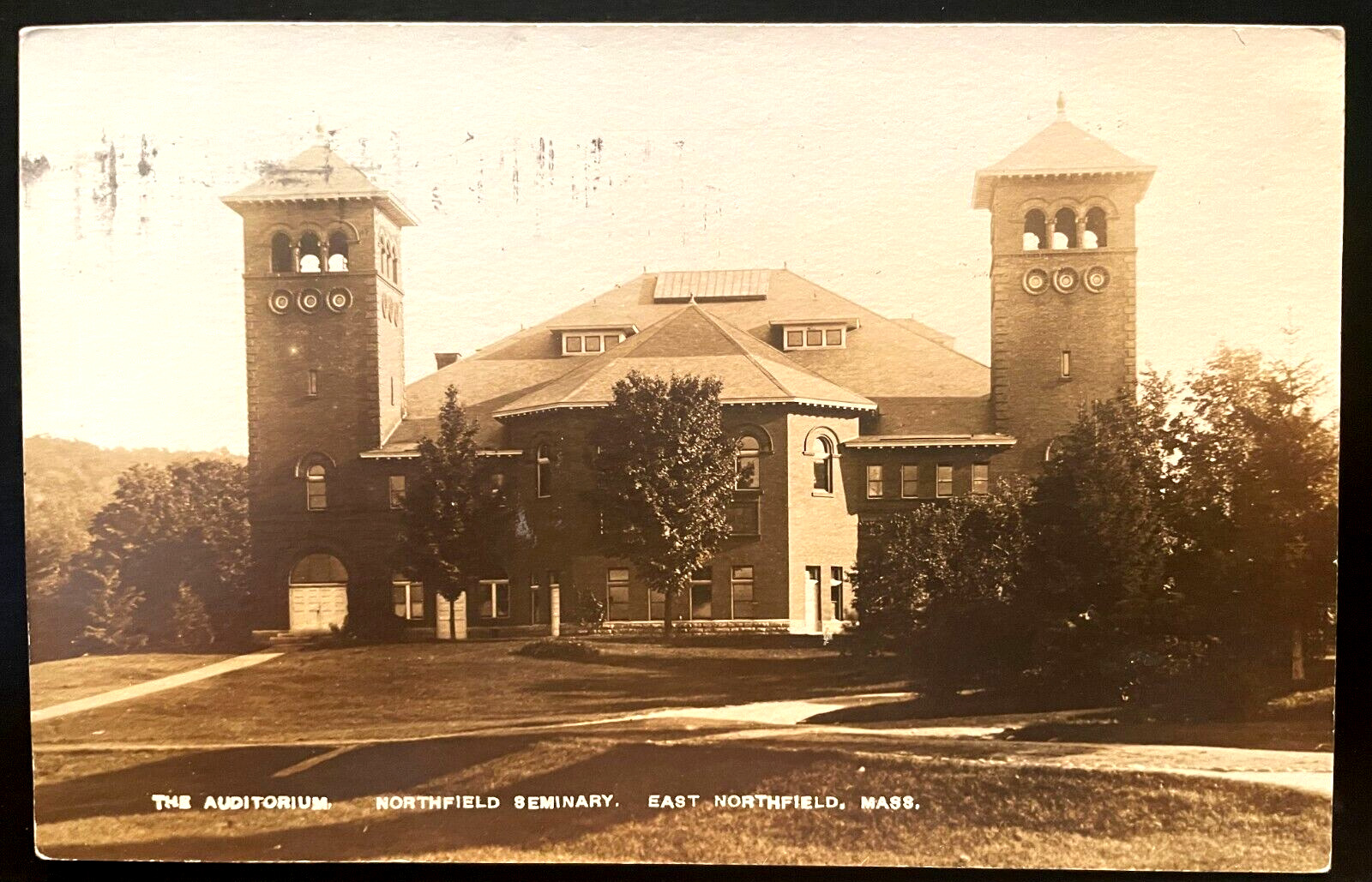 Vintage Postcard 1916 Northfield Seminary, Auditorium, Northfield, MA RPPC