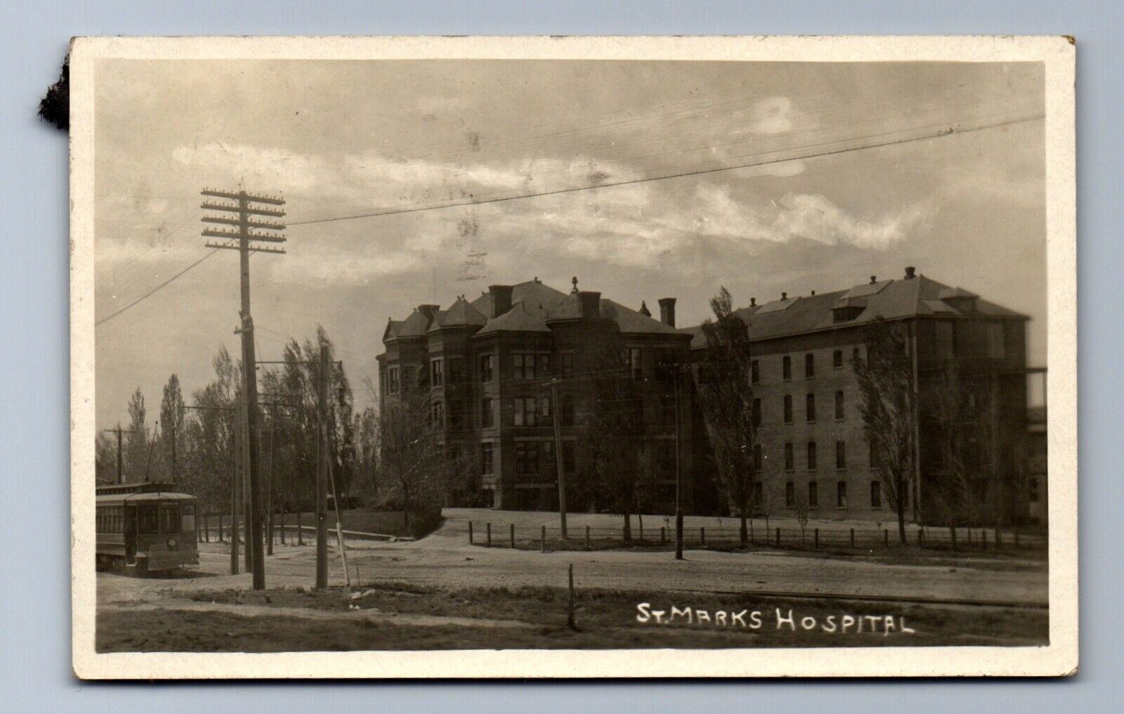 1909 SCARCE RPPC ST. MARK'S HOSPITAL, SALT LAKE CITY, UT, TRAM NAMPA Postcard PS