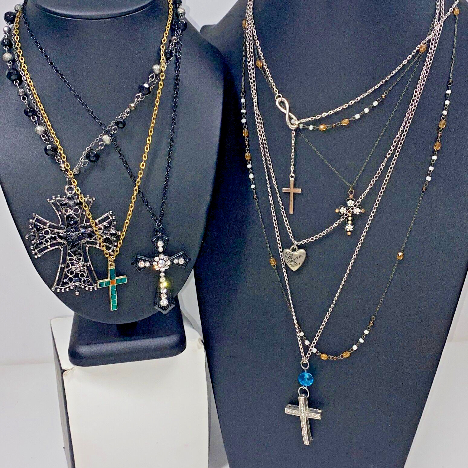Lot Of Fashion Jewelry Multicolor Religious Christian Cross Pendant Necklaces