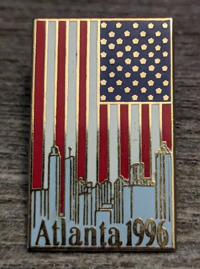 Atlanta, Georgia 1996 Summer Olympic Games City Skyline US Flag Design Lapel Pin