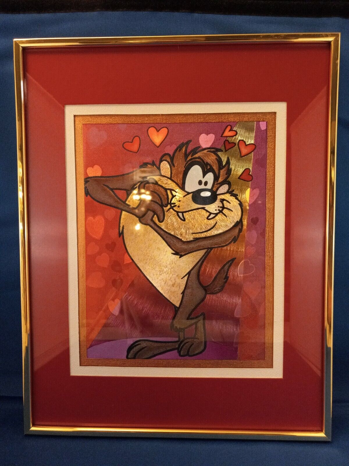 New Tasmanian Devil Framed Print Looney Tunes Love Red Hearts Double Matted Taz
