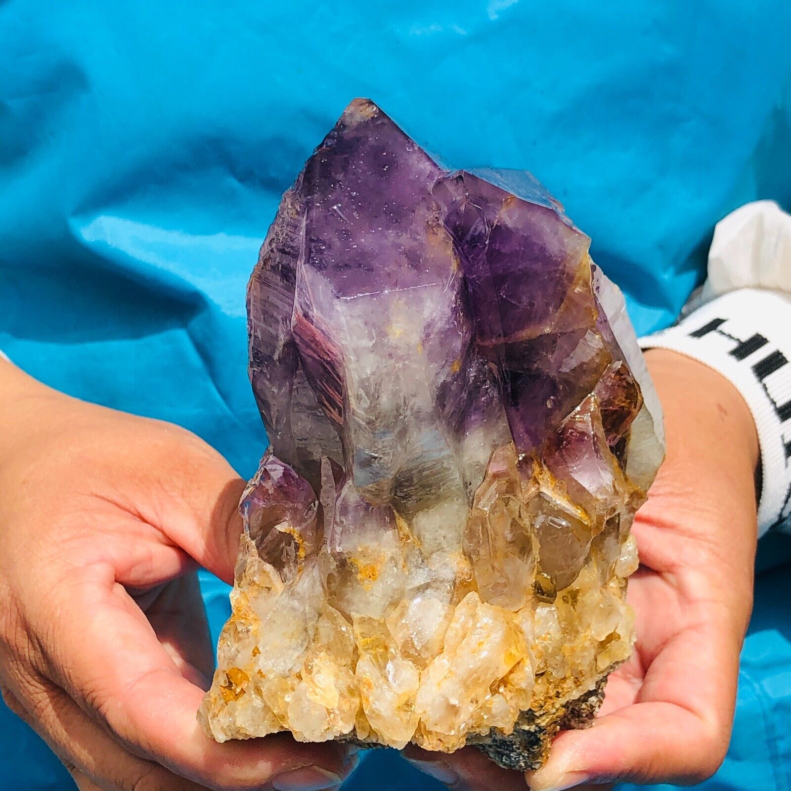 810g HUGE Natural Purple Quartz Crystal Cluster Rough Specimen Healing 973