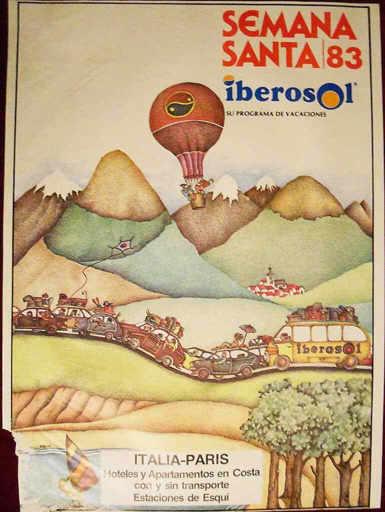 1983 Original Poster Spain Iberosol Holiday Program Costa Baloon Travel Easter