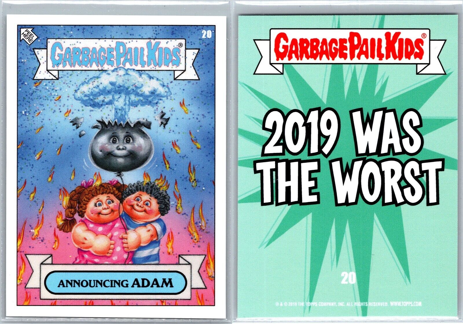 Topps Garbage Pail Kids GPK ERROR CARD BACK Announcing ADAM \'2019 Was the Worst\'