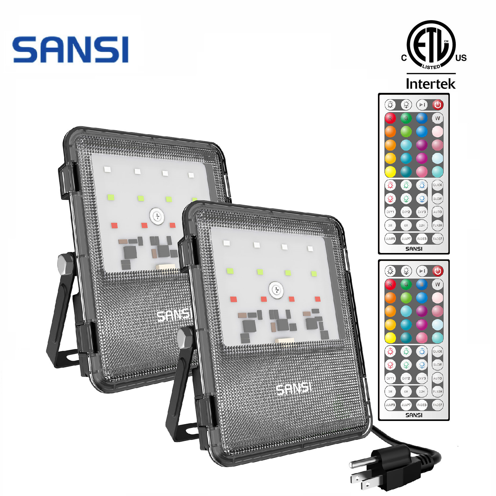 2 Pack 40W RGB LED Flood Light Outdoor Party 400W Equivalent Muticolor Changing