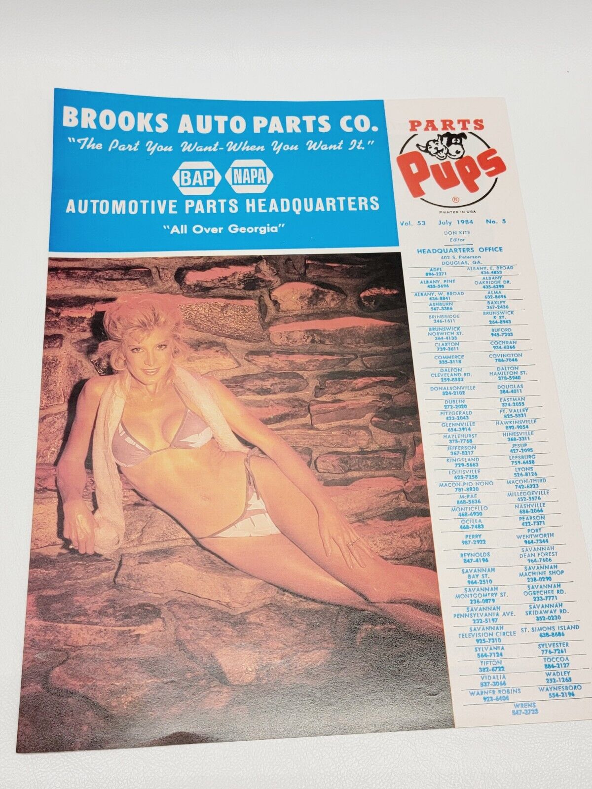 Vintage  NAPA Auto PARTS PUPS Monthly Magazine Pin Up RISQUE Georgia July 1984