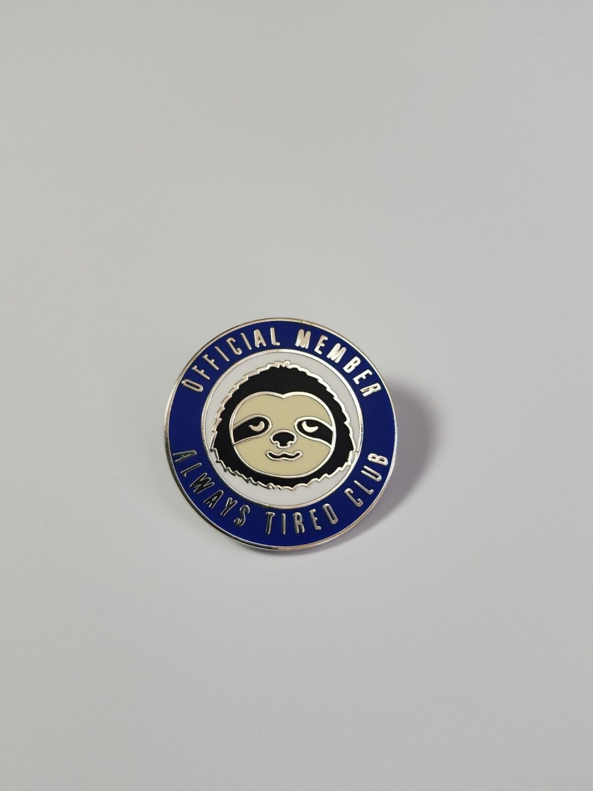 Official Member Of The Always Tired Club Lapel Pin Sloth Animal Humorous 