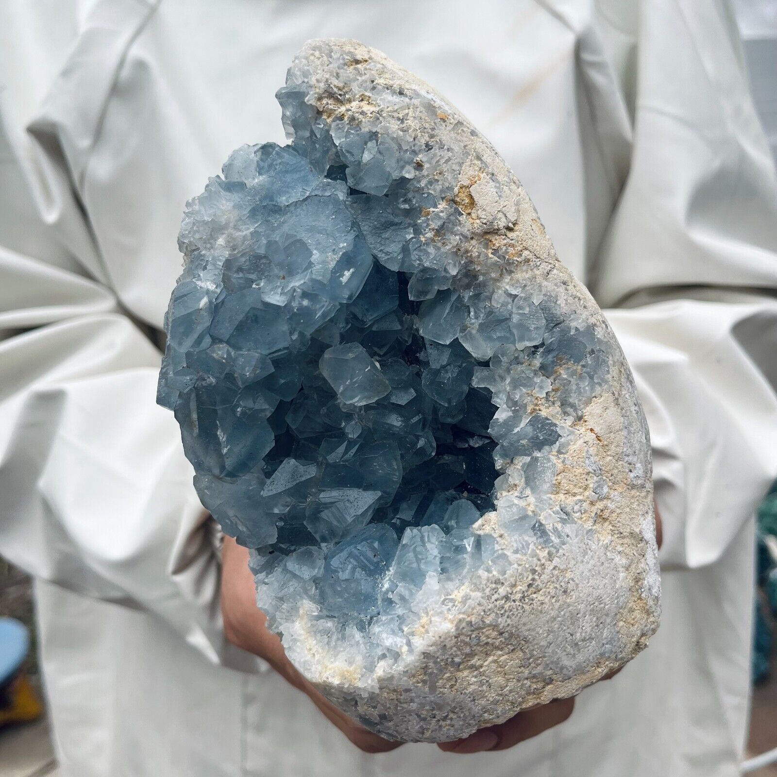 4.8lb Natural Blue Celestite Cluster Geode From Sankoany, Madagascar