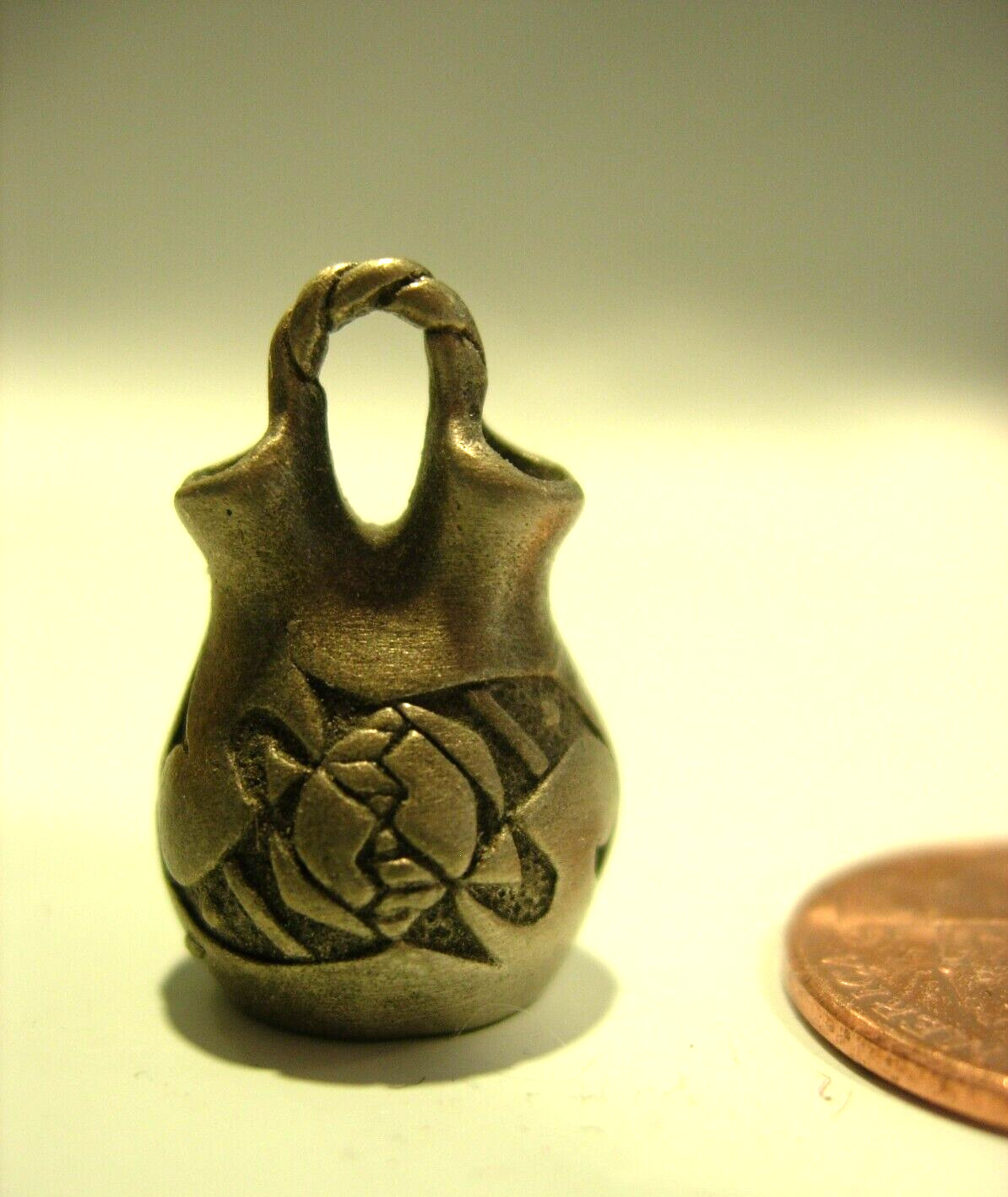 vintage Alaska eskimo Miniature Pewter Figurine vase pot american indian 3/4\