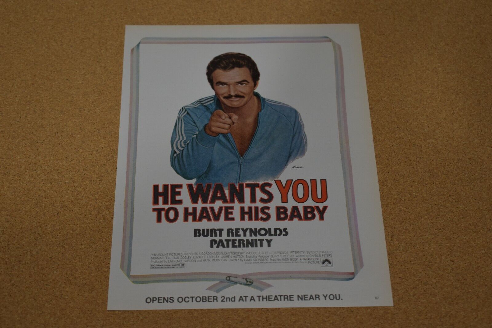 1981 Print Ad  Burt Reynolds he wants you to have his baby paternity movie man