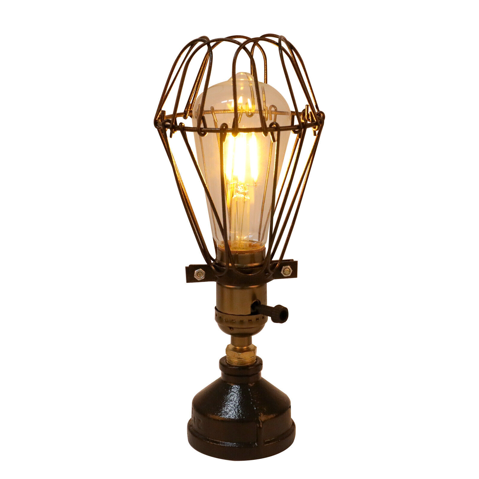 Rustic Industrial Edison Steampunk Lamps Water Pipe Desk Light Fixture w/ Switch
