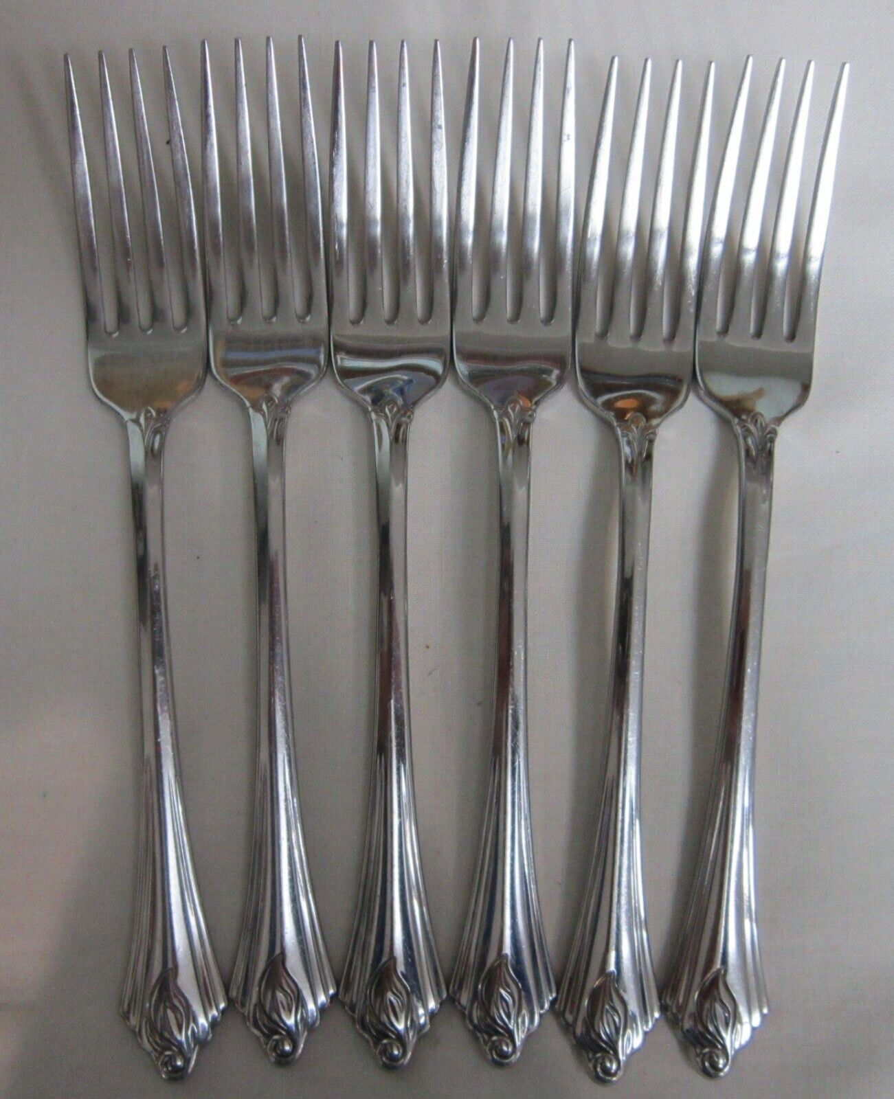 Oneida Amway Stainless Flatware- LEAF- 6 Dinner Forks Rare/HTF
