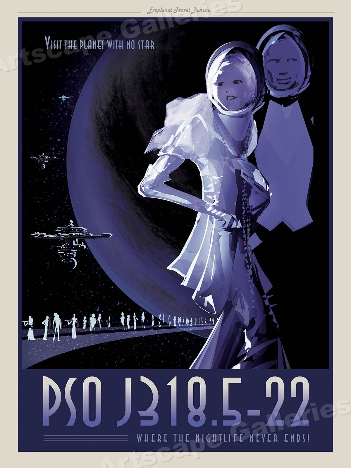 “Visit PSO J318.5-22” Outer Space Exploration Retro Travel Poster - 18x24