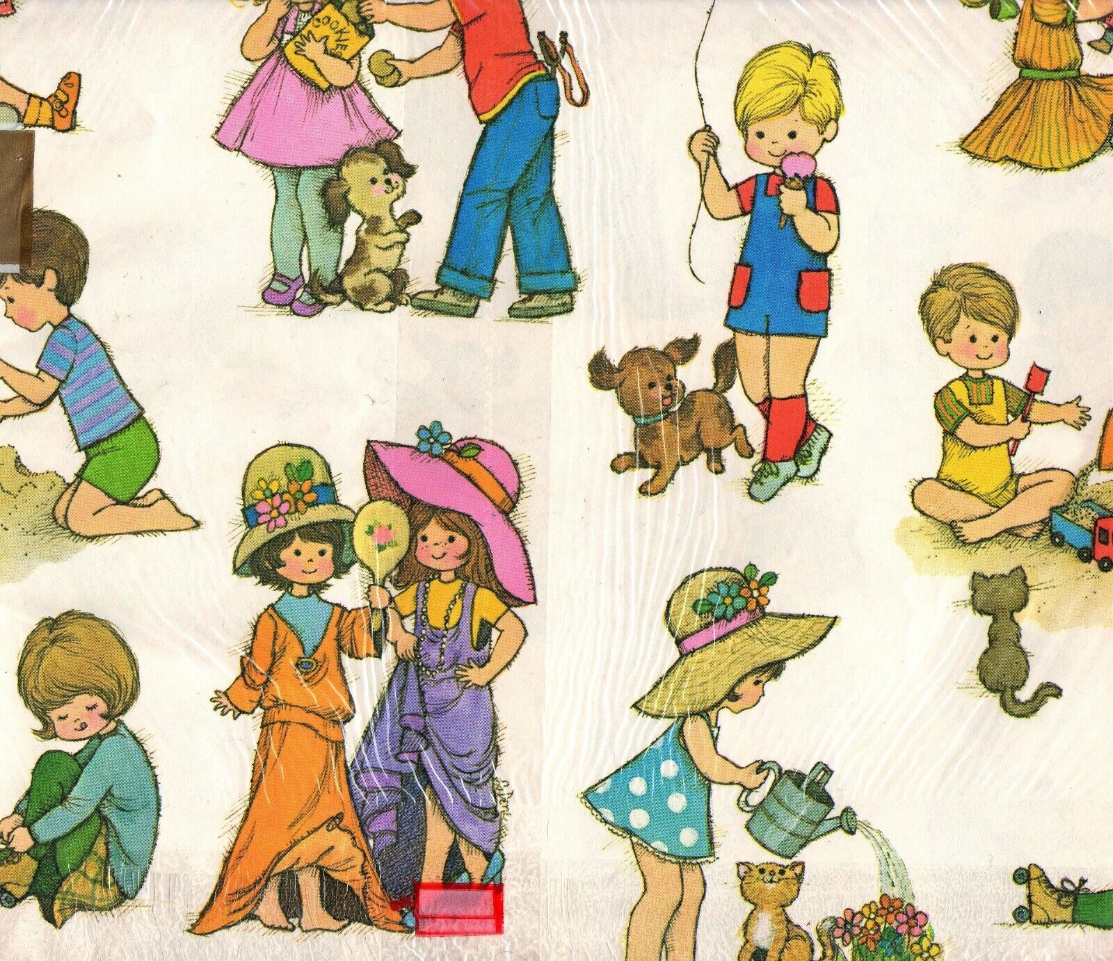Vintage Children Kids Gift Wrap, Retro Wrapping Paper, Playing Dress-up, Balloon