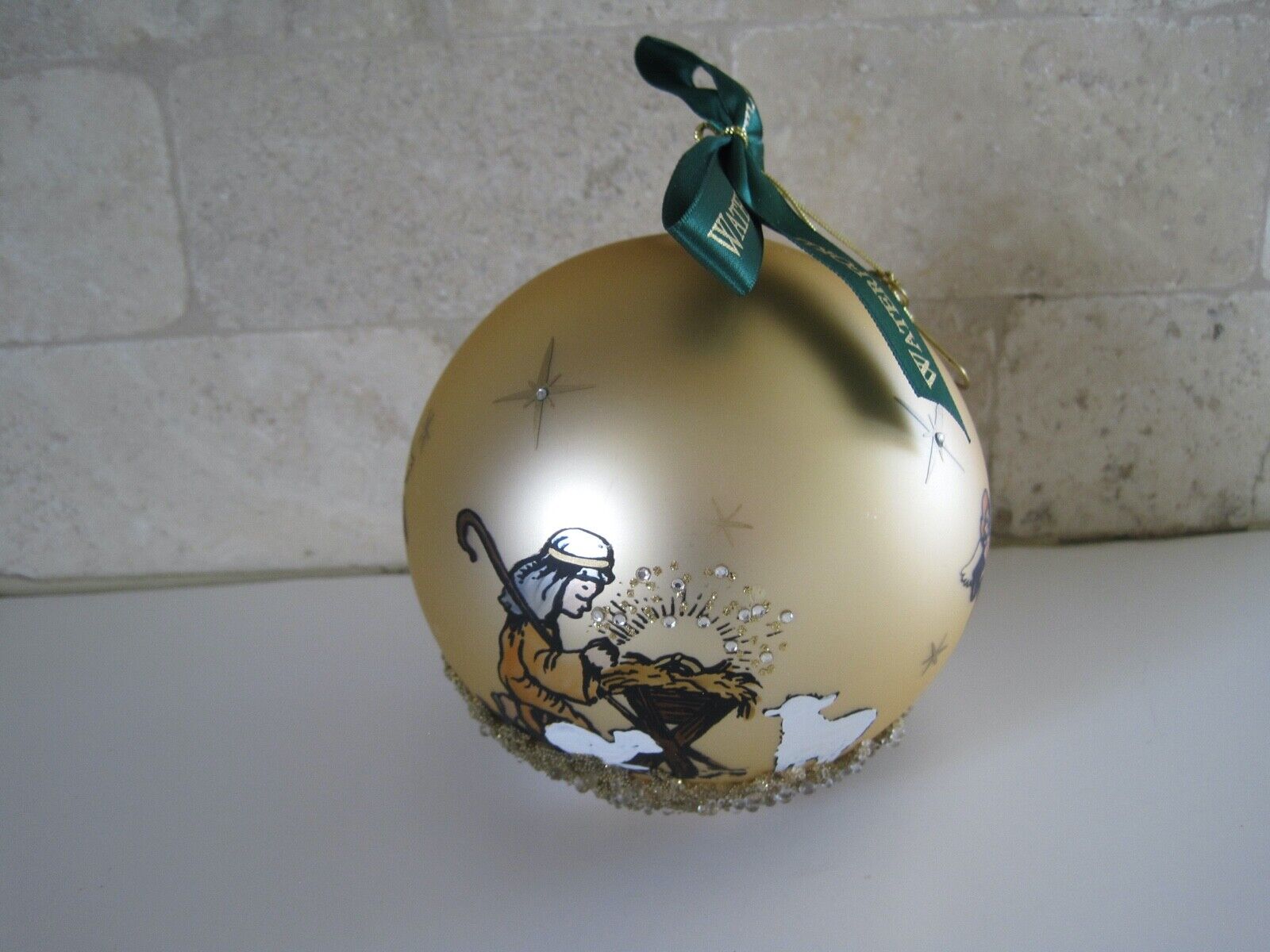 Waterford Nativity Glass Ball Ornament Retired 5.5\