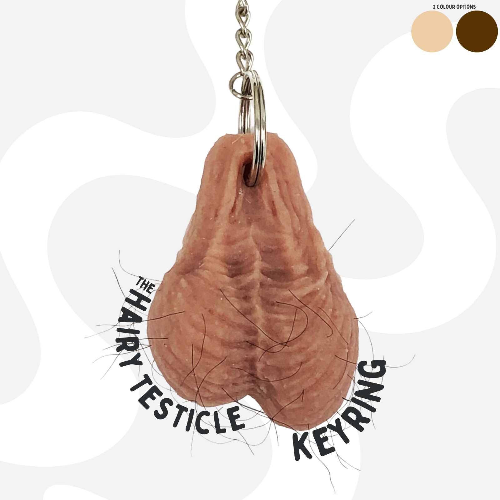 Hairy Testicles Keyring Keychain Pair of Saggy Balls Joke Key Ring Scrotum Gift